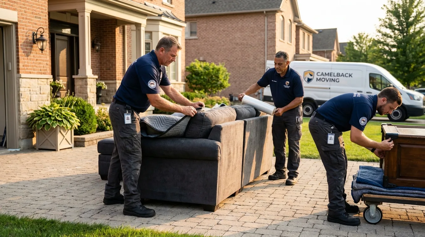 Large estate moving crew wrapping furniture in Griggsville, IL
