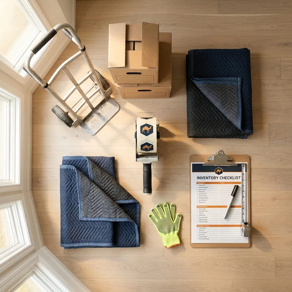 Professional moving supplies and packing materials layout for Griggsville residential relocations